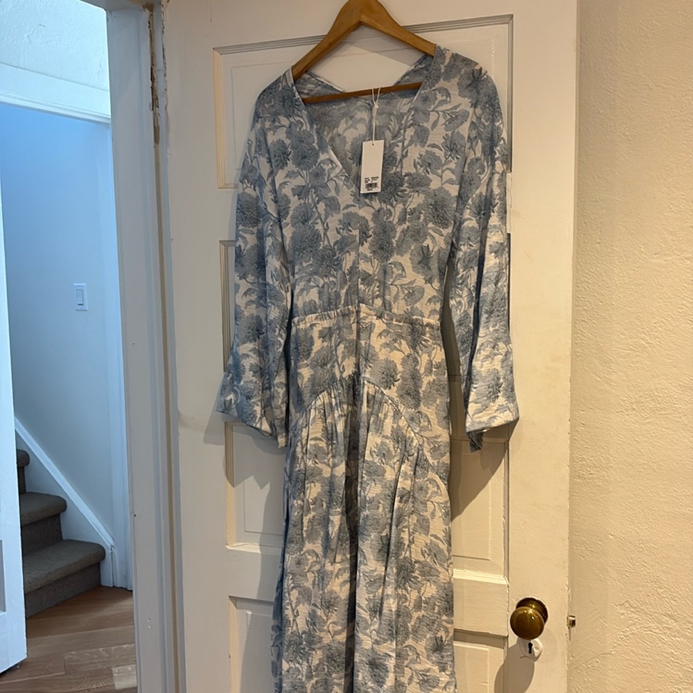 Vince Dahlia Long Sleeve Double V Neck Dress New With Tags
